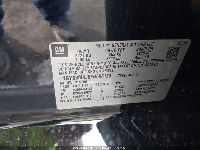 2015 CADILLAC ESCALADE LUXURY - 1GYS3MKJ6FR686153