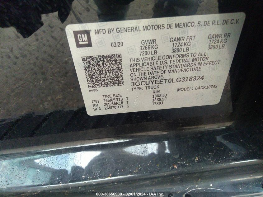 2020 CHEVROLET SILVERADO 1500 K1500 RST - 3GCUYEET0LG318324