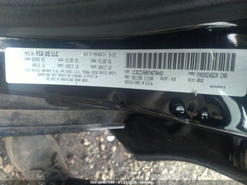 2015 CHRYSLER 200 LIMITED - 1C3CCCAB8FN679442