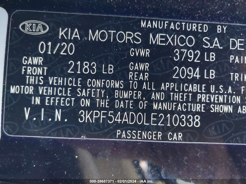2020 KIA FORTE EX - 3KPF54AD0LE210338