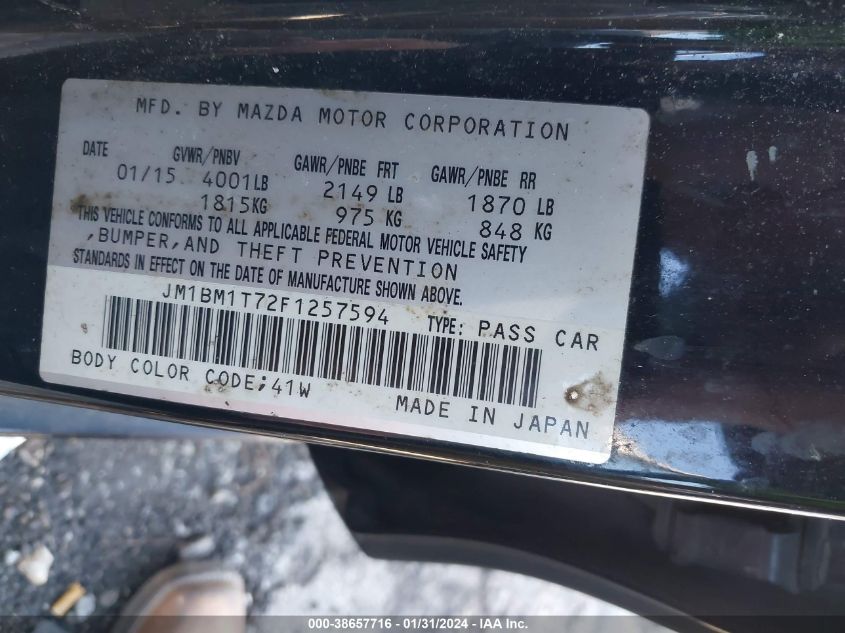 2015 MAZDA MAZDA3 I SV - JM1BM1T72F1257594