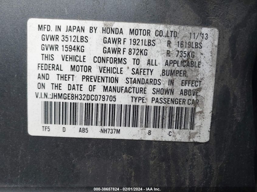 2013 HONDA FIT - JHMGE8H32DC079705