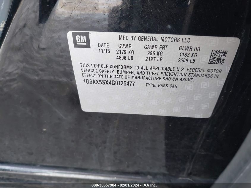 2016 CADILLAC CTS LUXURY COLLECTION - 1G6AX5SX4G0126477