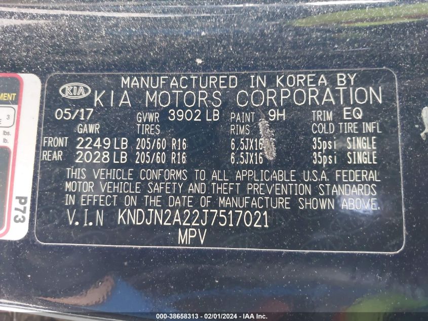 2018 KIA SOUL - KNDJN2A22J7517021