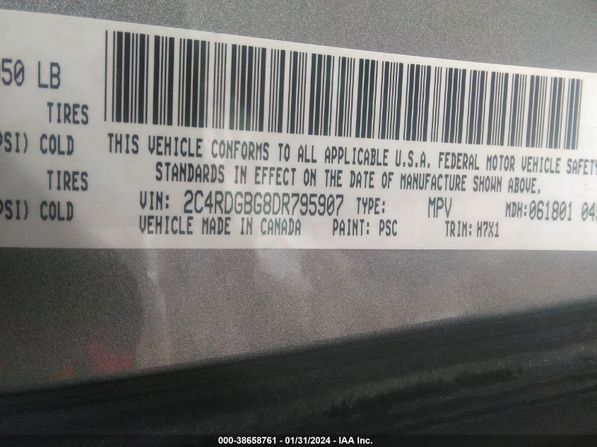 2013 DODGE GRAND CARAVAN SE - 2C4RDGBG8DR795907