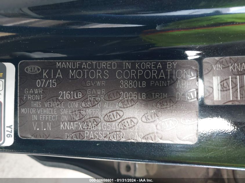 2016 KIA FORTE LX - KNAFX4A64G5497452