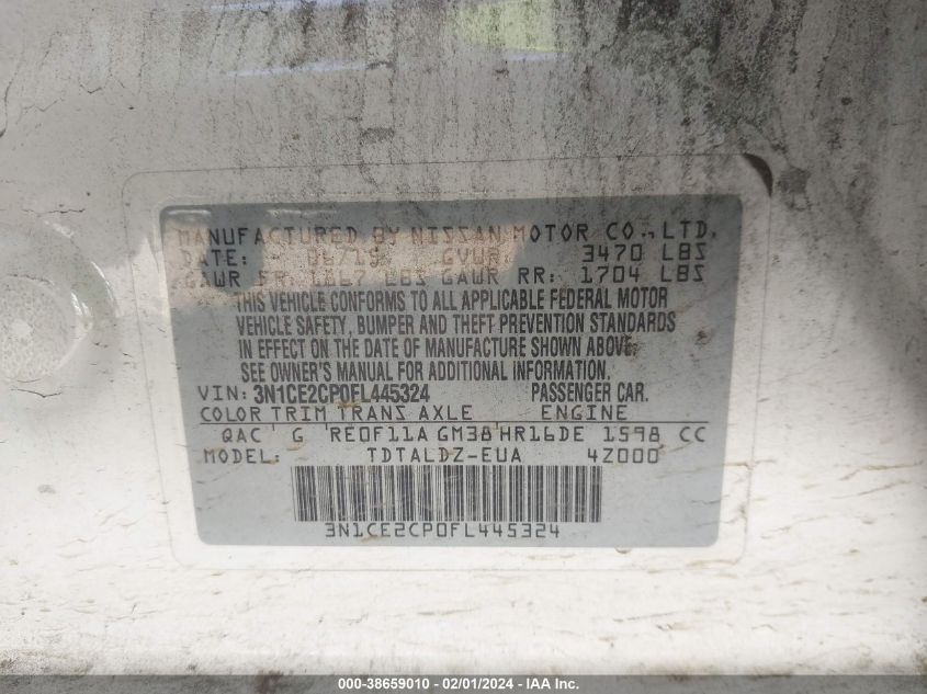 2015 NISSAN VERSA NOTE S/S PLUS/SV/SL/SR - 3N1CE2CP0FL445324