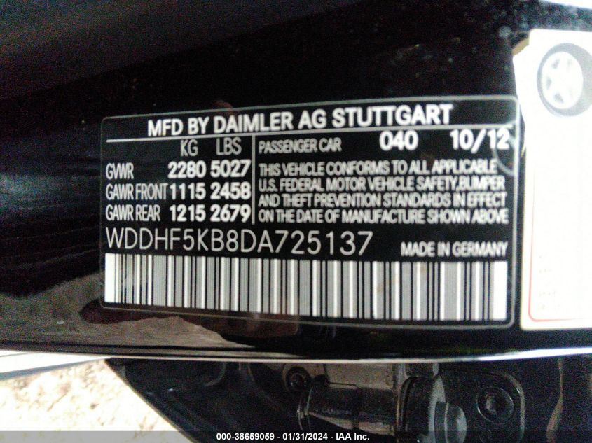 2013 MERCEDES-BENZ E 350 - WDDHF5KB8DA725137