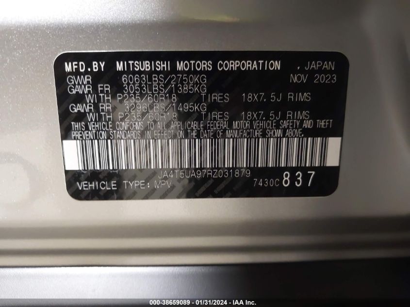 2024 MITSUBISHI OUTLANDER PHEV ES S-AWC JA4T5UA97RZ031879