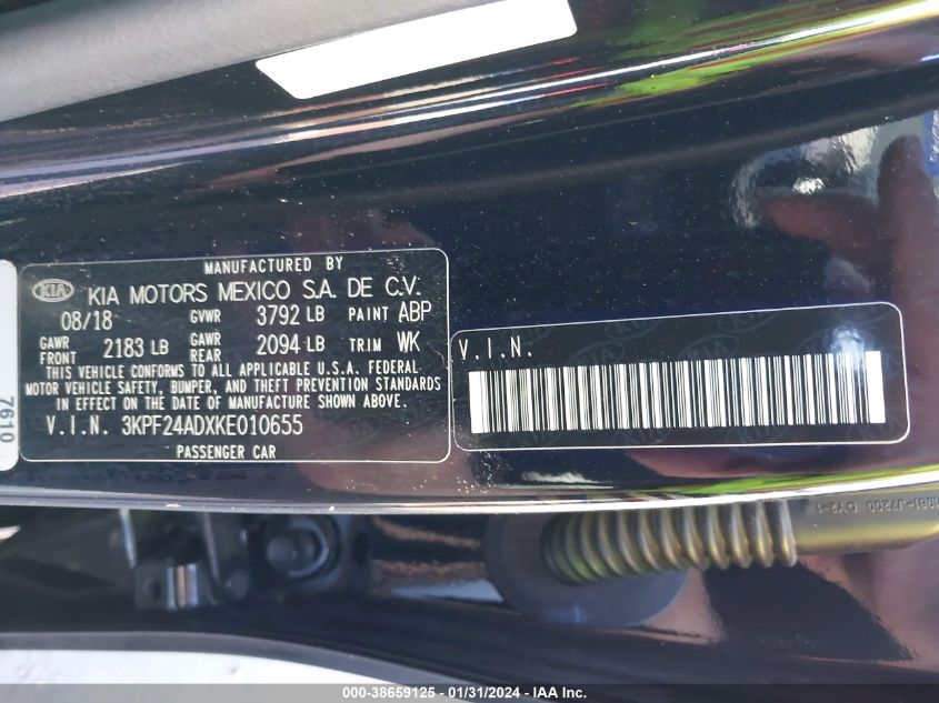 2019 KIA FORTE LXS - 3KPF24ADXKE010655