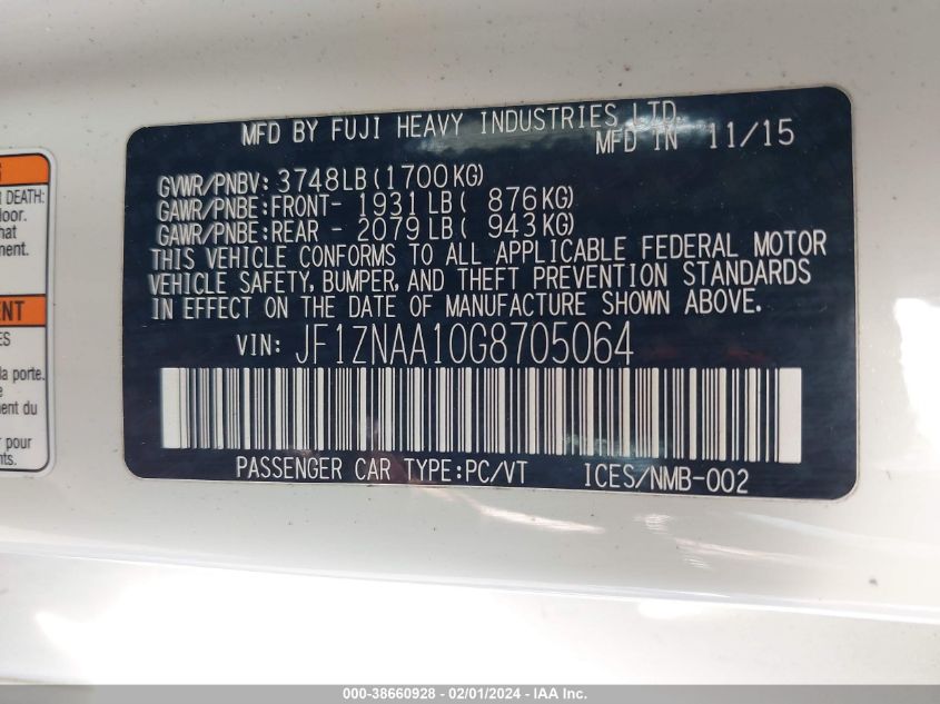 2016 TOYOTA SCION FR-S JF1ZNAA10G8705064