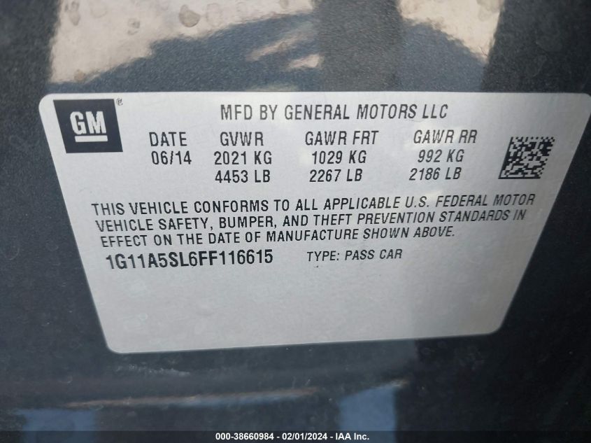 2015 CHEVROLET MALIBU LS - 1G11A5SL6FF116615