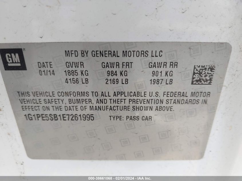 2014 CHEVROLET CRUZE 2LT AUTO - 1G1PE5SB1E7261995