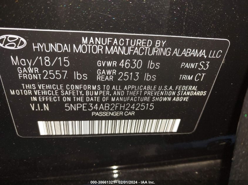2015 HYUNDAI SONATA SPORT/LIMITED - 5NPE34AB2FH242515