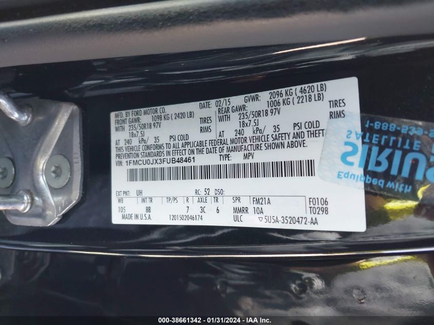 2015 FORD ESCAPE TITANIUM - 1FMCU0JX3FUB48461