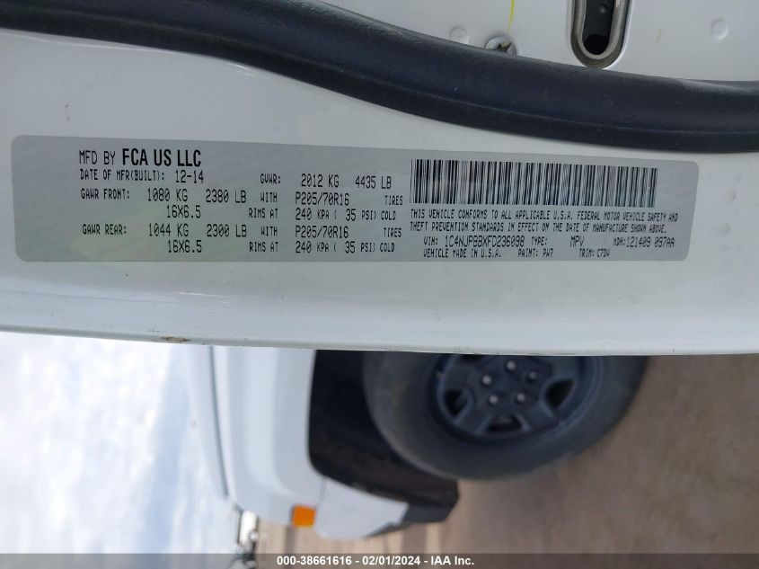 2015 JEEP PATRIOT SPORT - 1C4NJPBBXFD236098