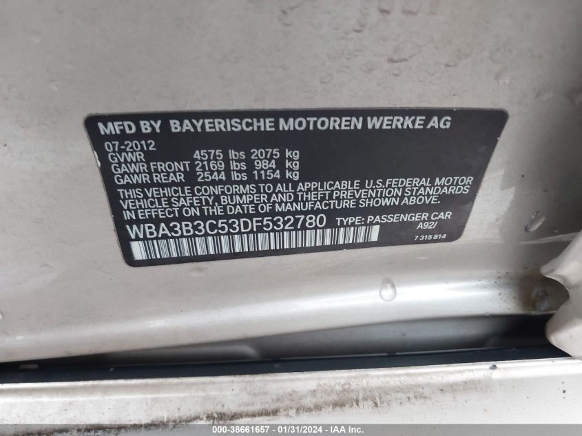 2013 BMW 328I XDRIVE - WBA3B3C53DF532780