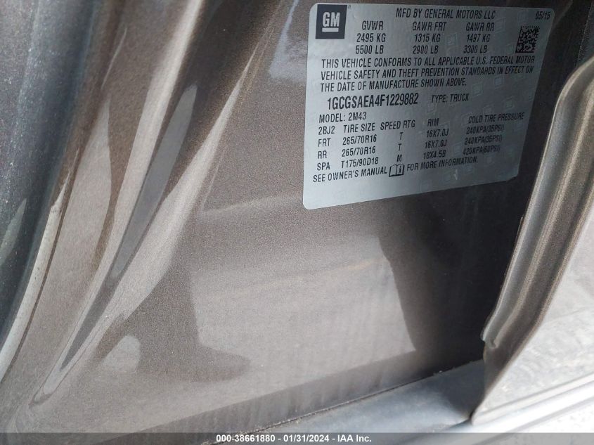2015 CHEVROLET COLORADO WT - 1GCGSAEA4F1229882