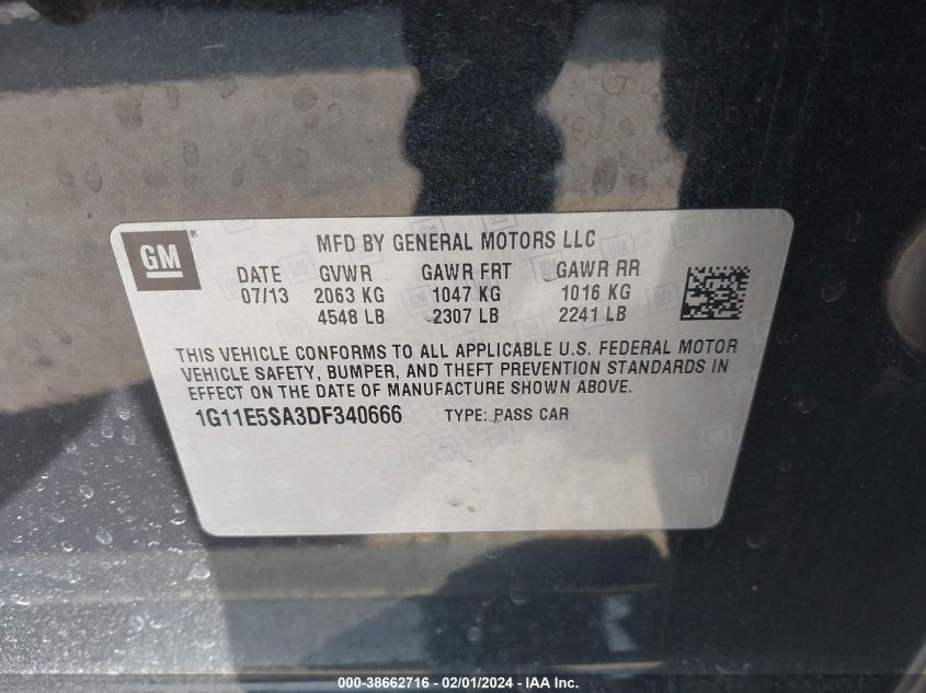 2013 CHEVROLET MALIBU 2LT - 1G11E5SA3DF340666