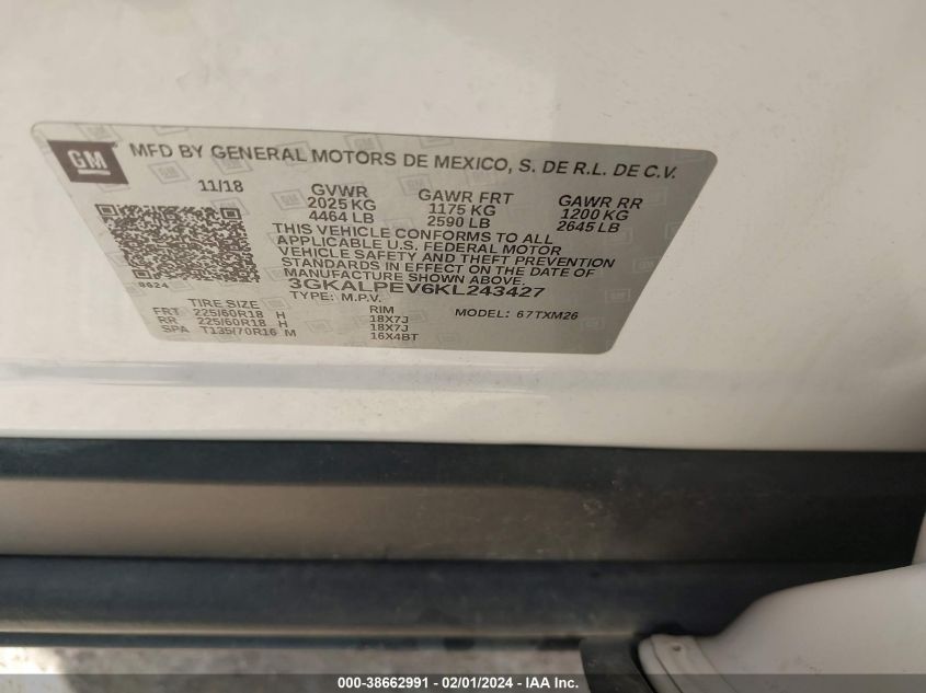 2019 GMC TERRAIN SLT - 3GKALPEV6KL243427