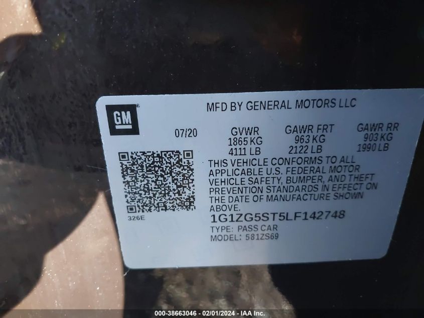 2020 CHEVROLET MALIBU RS - 1G1ZG5ST5LF142748