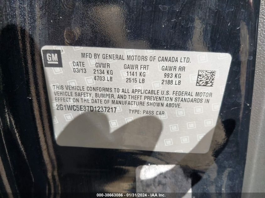2013 CHEVROLET IMPALA LTZ - 2G1WC5E37D1237217