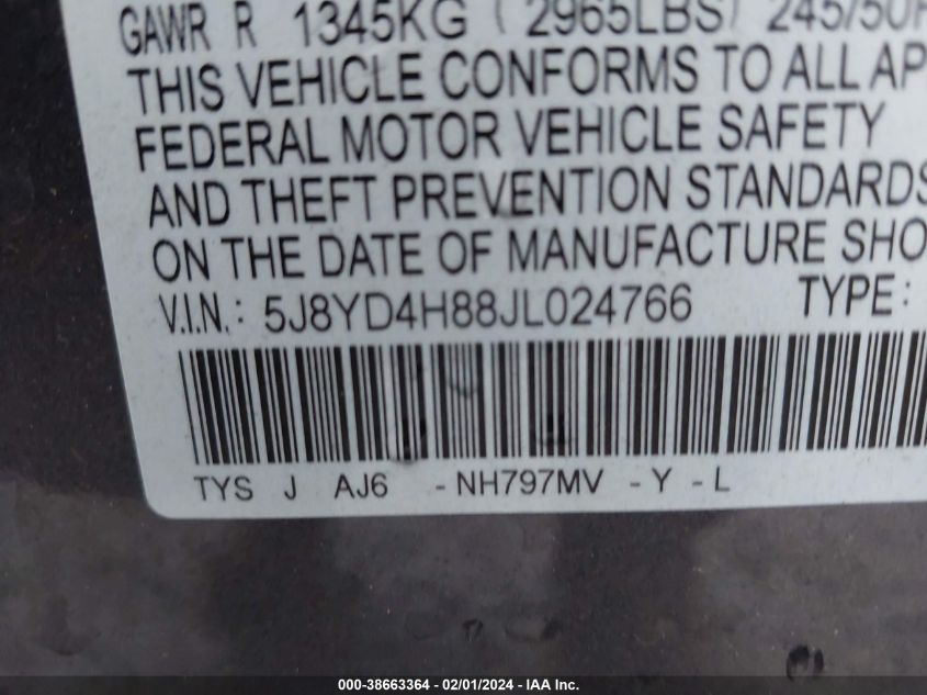 2018 ACURA MDX ADVANCE PKG - 5J8YD4H88JL024766