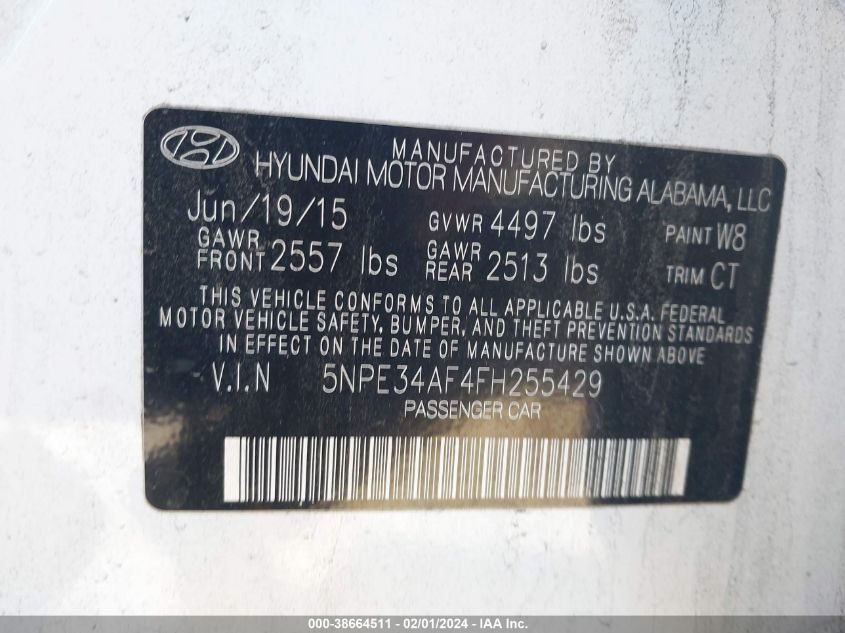 2015 HYUNDAI SONATA SPORT/LIMITED - 5NPE34AF4FH255429