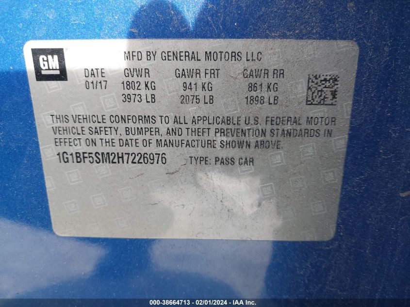2017 CHEVROLET CRUZE PREMIER - 1G1BF5SM2H7226976