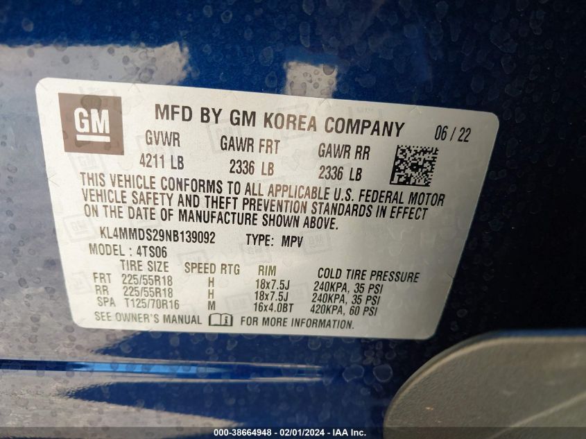 2022 BUICK ENCORE GX FWD SELECT - KL4MMDS29NB139092