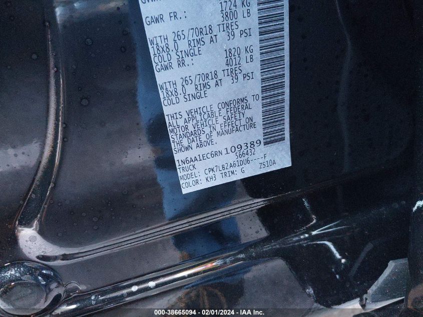 2024 NISSAN TITAN SV - 1N6AA1EC6RN109389