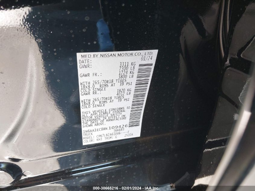 2024 NISSAN TITAN SV - 1N6AA1EC8RN109426
