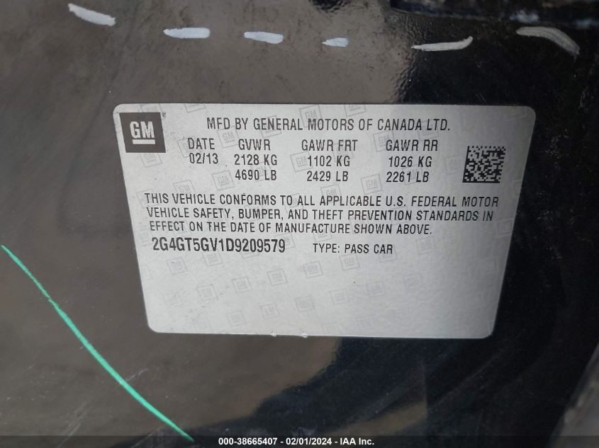 2013 BUICK REGAL PREMIUM - 2G4GT5GV1D9209579
