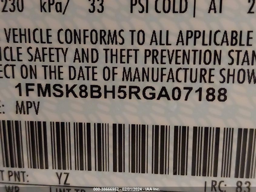 2024 FORD EXPLORER - 1FMSK8BH5RGA07188