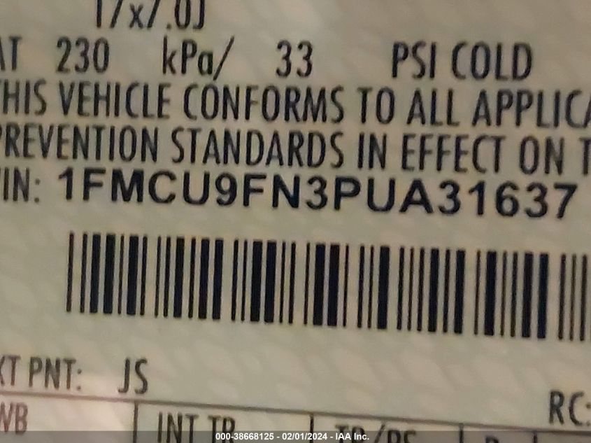2023 FORD ESCAPE - 1FMCU9FN3PUA31637