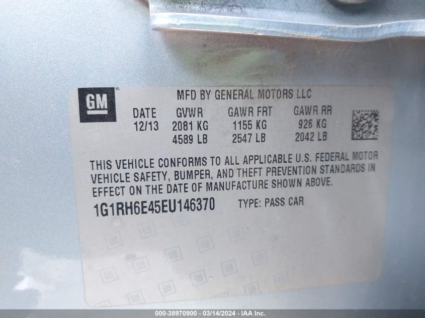 VIN 1G1RH6E45EU146370 2014 CHEVROLET VOLT no.9