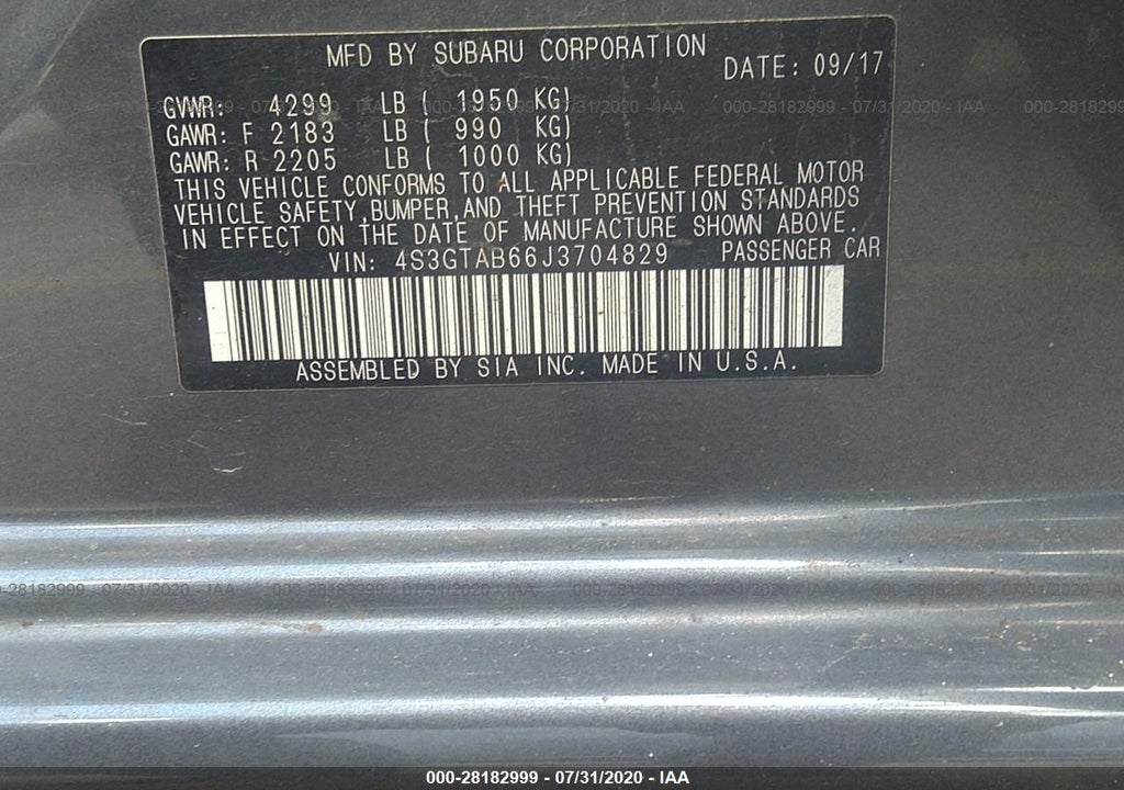 2018 Subaru Impreza Premium vin: 4S3GTAB66J3704829