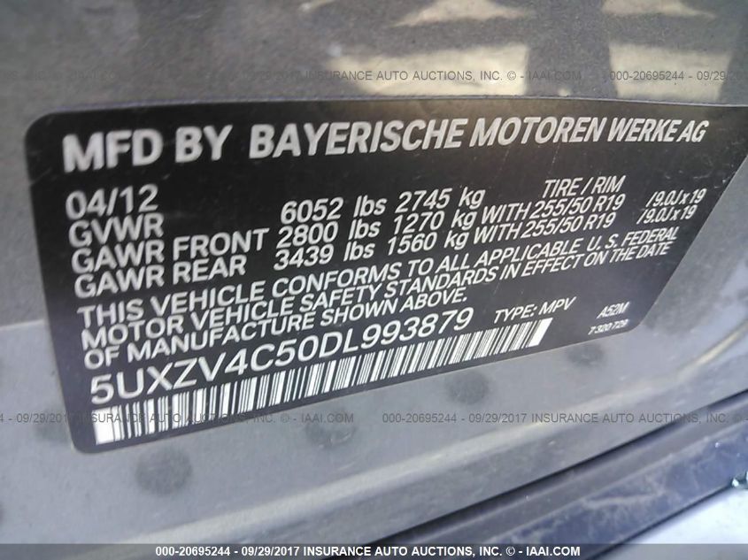 2013 BMW X5 XDRIVE35I 5UXZV4C50DL993879