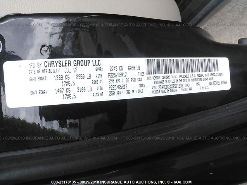 2013 CHRYSLER TOWN & COUNTRY TOURING-L 2C4RC1CGXDR511630