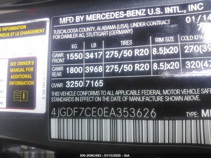 2014 MERCEDES-BENZ GL 450 4JGDF7CE0EA353626