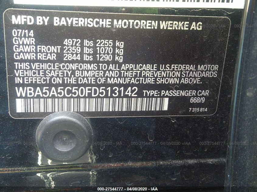 2015 BMW 528I WBA5A5C50FD513142