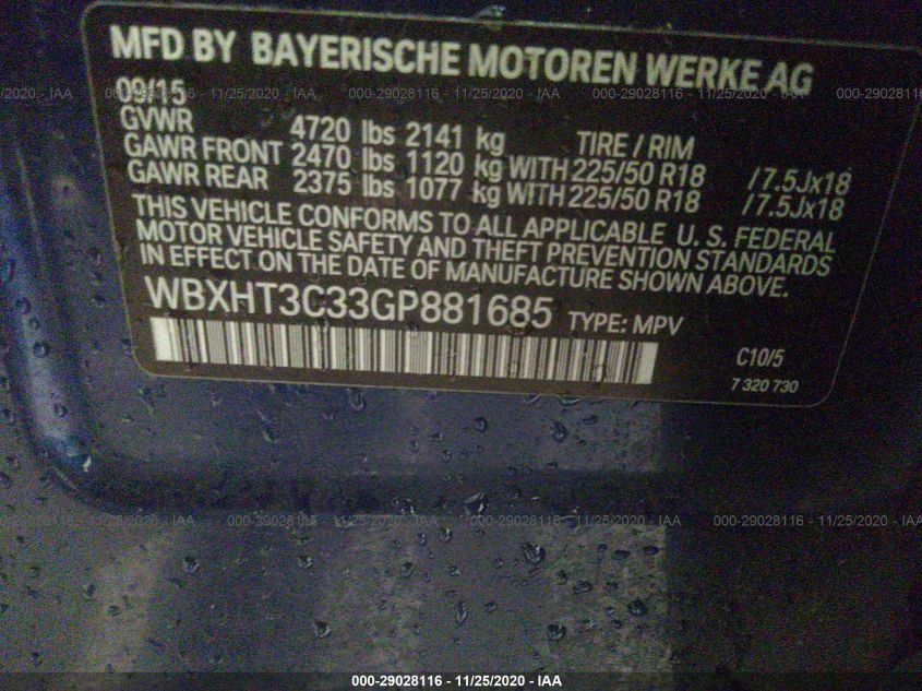 2016 BMW X1 XDRIVE28I WBXHT3C33GP881685