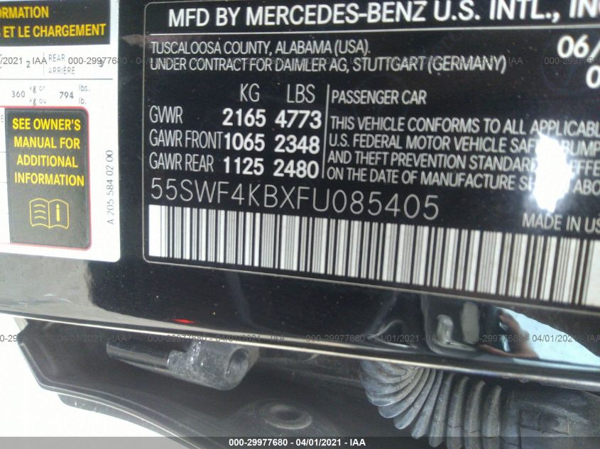 2015 MERCEDES-BENZ C-CLASS C 300 55SWF4KBXFU085405
