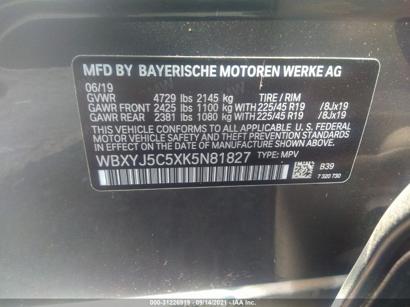 2019 BMW X2 XDRIVE28I WBXYJ5C5XK5N81827
