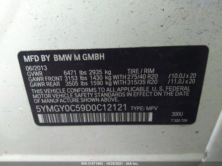 2013 BMW X5 M 5YMGY0C59D0C12121