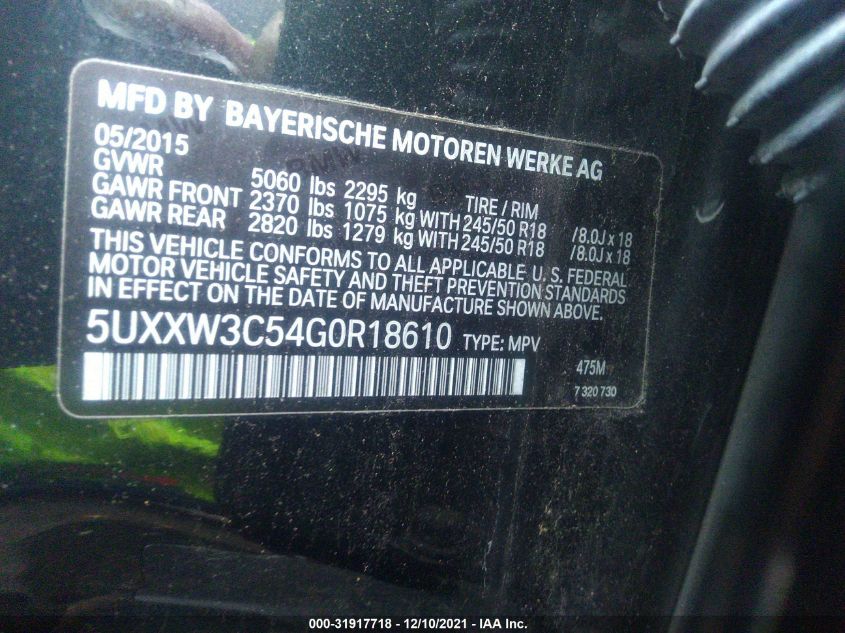 2016 BMW X4 XDRIVE28I 5UXXW3C54G0R18610