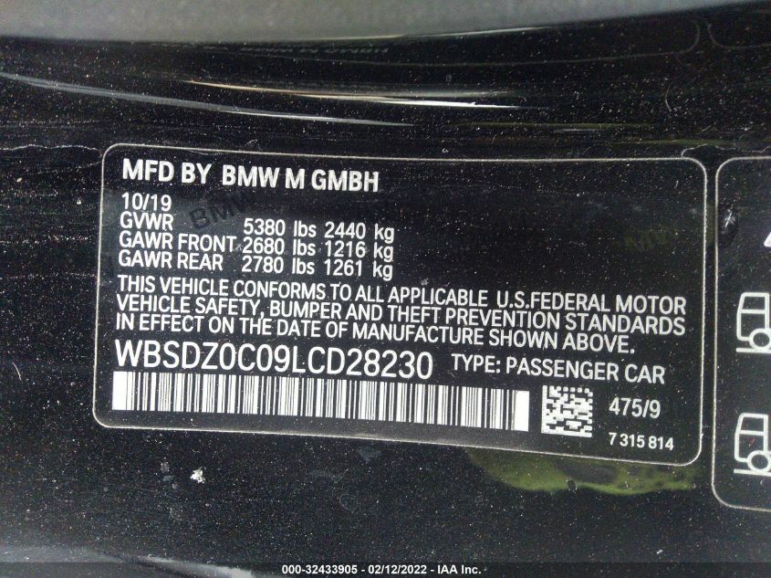 2020 BMW M8 WBSDZ0C09LCD28230