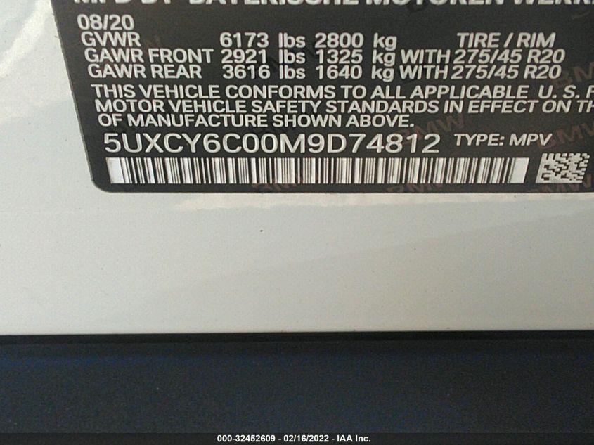 5UXCY6C00M9D74812 2021 BMW X6, photo no. 9