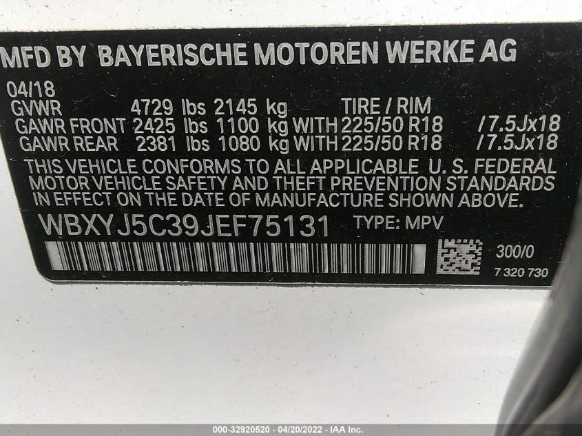 2018 BMW X2 XDRIVE28I WBXYJ5C39JEF75131