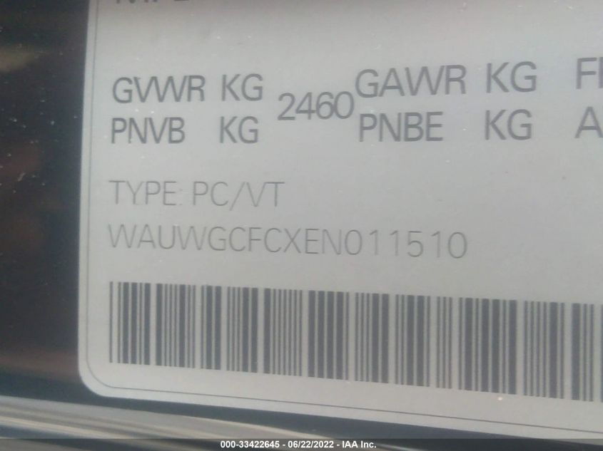 2014 AUDI A7 3.0T PROGRESSIV WAUWGCFCXEN011510